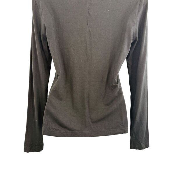 Akris Punto Knit Top Size 10 Cotton Mock Neck Black Pullover Back Zip - Picture 11 of 16